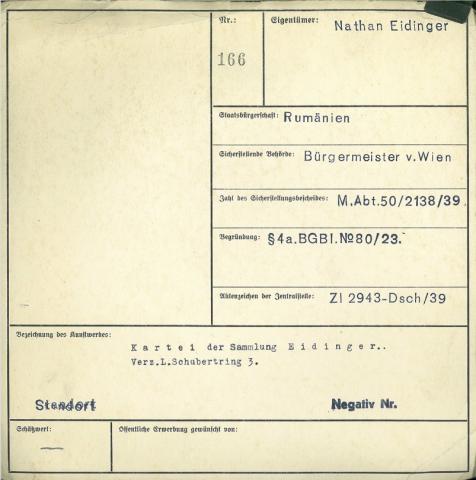 Blatt aus der Sicherstellungskartei